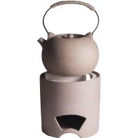 茶火炭炉碳炉风炉小火炉木炭黄金蛋煮茶器粗陶烧水碳火煮茶炉子 粗陶扇口炭炉+铁把提梁壶