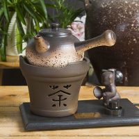 陶瓷煮茶器黄金蛋黑茶煮茶壶侧把茶壶电热茶炉茶具烧水电陶炉普洱泡茶器 圆炉——防爆小把