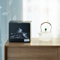 日式锤纹耐热玻璃提梁壶电陶炉黄金蛋煮水泡茶壶烧水壶养生壶家用煮茶炉 绿猫眼石盖无花款玻璃壶