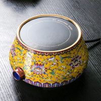 珐琅彩电陶炉茶炉黄金蛋小型陶瓷煮茶炉家用套装 煮茶器 黄色(送侧把壶)