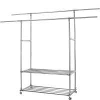 单爱 不锈钢伸缩双杆晾衣架 落地 折叠 阳台晒衣架晾衣杆挂衣帽架