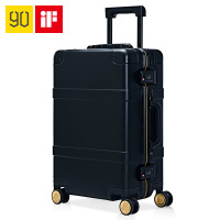 90分 金属拉杆箱 20英寸行李箱 铝镁合金静音万向轮登机箱 限量版旅行箱 100504黑色