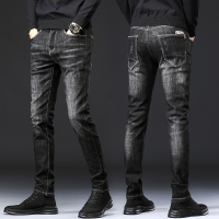 蓝缕金(LANLVJIN)男士牛仔裤水洗弹力裤子秋季2020新款青年修身小直脚加厚长裤韩版帅气休闲潮直筒男裤