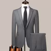 蓝缕金(LANLVJIN)西服套装男四季2021新品修身平驳领绣花一粒单排扣单西新郎伴郎职业装商务休闲结婚礼服男装