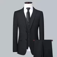 蓝缕金(LANLVJIN)西服套装四季2021新品平驳领修身纯色新郎伴郎结婚礼服两粒单排扣商务休闲装青年职业工装男装