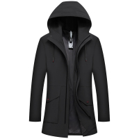 蓝缕金(LANLVJIN)男士风衣2022 新品秋冬加厚保暖中长款外套中青年宽松连帽棉服韩版商务休闲防风男装