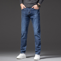 蓝缕金(LANLVJIN)男士牛仔裤秋季2022新品秋季修身小直脚长裤青年棉弹力合体直筒裤韩版裤子男