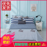 床单单件网红特价学生宿舍单双人床单1.5米1.8米床四季通用多规格 流行元素蓝 [130*230]1.2米床用平铺
