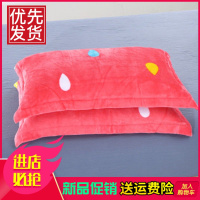 法兰绒枕套一对装冬季保暖绒绒单只枕头套单人48x74cm枕芯套