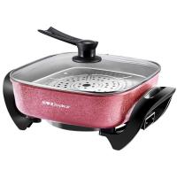 [精选]荣事达多功能家用电火锅锅电炒锅电热锅蒸煮饭炒菜煎烧烤涮一体锅 绛紫色+蒸片[尊享款]