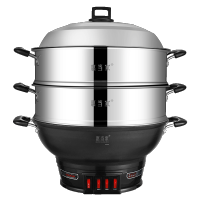 [精选]惠当家电锅多功能电热锅一体电炒锅铸铁电煮锅炒菜锅电饭炒锅家用 32带两蒸格