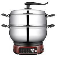 [精选]惠当家 电锅电炒锅多功能电热锅家用定时炒菜锅电蒸锅煮面锅大容量加厚304不锈钢电火锅多用 30双笼(定时款)