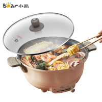 小熊(Bear)电火锅家用多功能电热锅鸳鸯锅6L多用途电煮锅电炒锅大容量电锅 5L粉色单锅