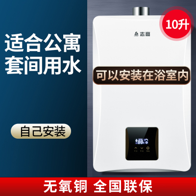 志高平衡式燃气热水器可装浴室卫生间室内天然液化气煤气 平衡式十升自行安装 天然气