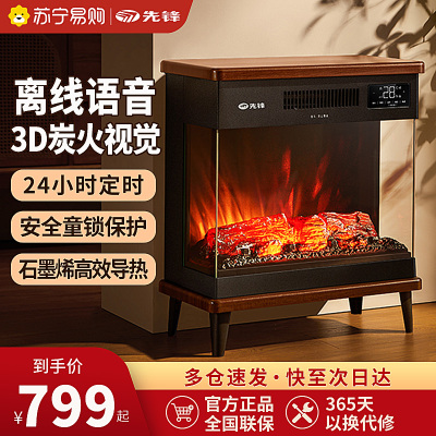 先锋中式壁炉取暖器3d仿真火焰取暖炉暖气炉暖风机家用节能客厅 DBL-GY1R木纹款