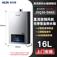 奥克斯燃气热水器天然气电家用洗澡变频12L强排恒温变升JSQ25-DA83 16L浅灰色 直流变频恒温