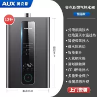 奥克斯燃气热水器电家用洗澡12L天然气即热变频恒温强排式JSQ23-DA76W-2 12L暗银灰