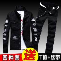2019新款春秋季男士韩版牛仔外套一套装休闲搭配帅气潮流衣服男装