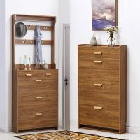 符象木质色超薄翻斗鞋柜口挂衣架一体带抽屉多功能省空间