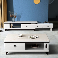 大理石符象电视柜现代简约客厅家具可伸缩茶几电视柜组合201