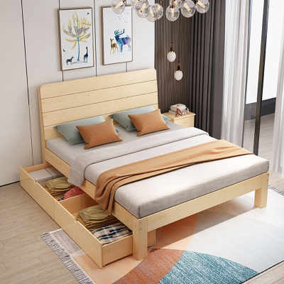 木质床1.5米松木双人经济型现代老蜂匠简约1.8m出租房简易单人床1.2床架