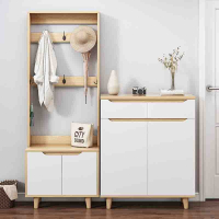 北欧鞋柜家用门口多功能鞋柜符象衣架一体靠墙简约进门玄关柜客厅鞋架