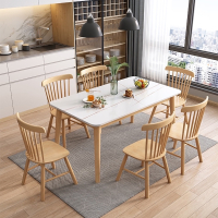 符象定制岩板餐桌现代简约轻奢家用小户型长方形两用北欧全木质餐桌椅组合