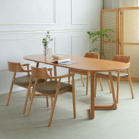 符象北欧客厅多人吃饭桌子椭圆形全木质餐桌椅商用休闲会客洽谈