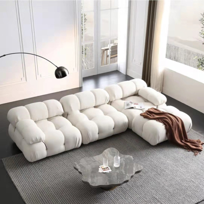 符象定制法式轻奢奶油色模块方块沙发组合设计师泰迪绒豆腐块面包双人沙发