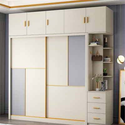 符象木多层板推拉门衣柜现代简约北欧网红卧室家用生态免漆滑柜子