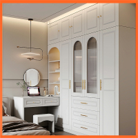 符象衣柜书桌一体简约现代家用小户型奶油风柜子转角电脑桌白色大衣橱