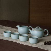 汝窑陶瓷功夫茶具套装礼品套装家用冰裂釉天青汝瓷整套茶杯茶壶礼盒装