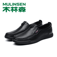 木林森头层牛皮男鞋2020新款软底舒适透气休闲单鞋爸爸皮鞋子
