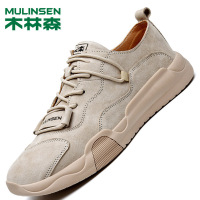 木林森男鞋2020新款猪八革户外休闲登山鞋时尚平底运动跑步鞋