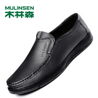 木林森男鞋冬季软底中老年爸爸鞋 头层牛皮男士商务休闲皮鞋