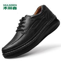 木林森男鞋手工商务男士休闲皮鞋男真皮户外厚底爸爸鞋内增高鞋子