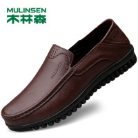木林森男鞋秋季商务皮鞋中老年爸爸鞋头层牛皮男士休闲皮鞋潮鞋子