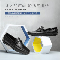 Satchi/沙驰真皮牛皮套脚男鞋休闲套脚皮鞋时尚印花青年鞋