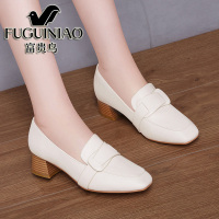 富贵鸟女鞋真皮妈妈皮鞋秋冬2020新款软底低跟单鞋女士中年乐福鞋