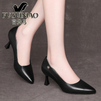 富贵鸟女鞋职业高跟鞋细跟真皮软皮皮鞋舒适不累脚酒店上班工作鞋