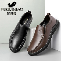 富贵鸟男鞋秋季一脚蹬平底商务正装男士休闲皮鞋男真皮软底爸爸鞋