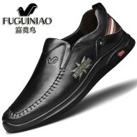 富贵鸟男鞋秋季新款真皮商务休闲皮鞋男软底英伦风一脚蹬豆豆鞋子