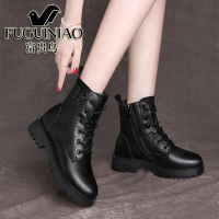 富贵鸟真皮马丁靴女英伦风短靴秋冬季2020新款中跟机车靴加绒百搭