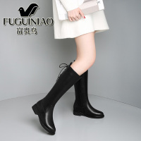 富贵鸟真皮马丁靴女长筒靴2020新款冬季不过膝长靴中筒骑士高筒靴