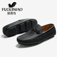 富贵鸟秋季休闲皮鞋时尚百搭豆豆鞋男真皮软底一脚蹬男鞋懒人鞋潮