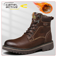 骆驼动感男鞋冬季马丁靴男士真皮东北棉鞋加绒保暖高帮鞋靴子男潮