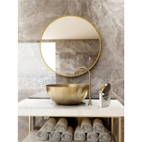 铝合金浴室镜子卫生间符象化妆镜壁挂镜子厕所洗手间镜子北欧风圆镜子