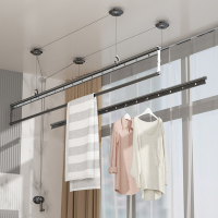 尔沫升降晾衣架双杆式手摇晾衣杆折叠家用室内手动阳台晾衣晒被子