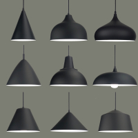 符象工业风格餐厅工程灯个性网咖奶茶店火锅店黑色锅盖小吊灯