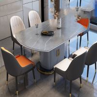 符象现代简约岩板 餐桌组合方圆两用可伸缩饭桌椅子家用小户型